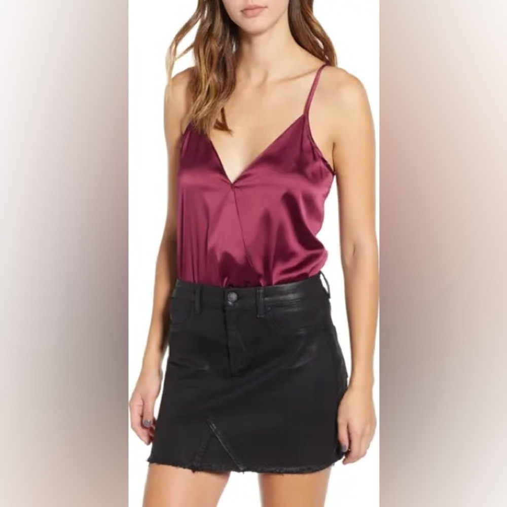 Leith Deep Wine Satin Bodysuit